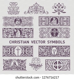 Collection of Christian Symboland Decor vector design elements