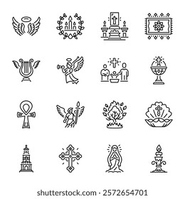 Collection of Christianity Linear Icons 

