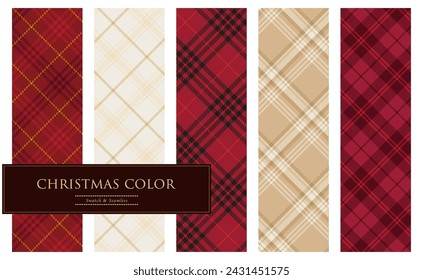 Collection of Christmas backgrounds. Seamless plaid patterns in chic Christmas colors.