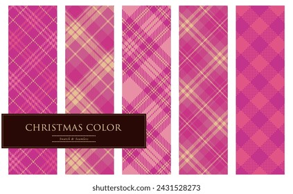 Colección de fondos de Navidad. Cuadros sin costuras en vivos patrones de color rosa y dorado.