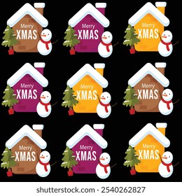 Collection of christmas badge in flat design