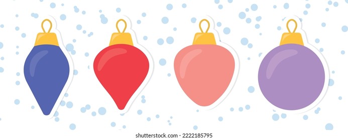 collection of christmas ball stickers- vector illustration