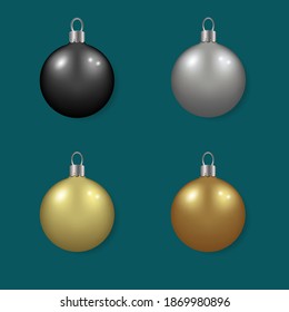 Colección de bolas navideñas en diferentes colores, ilustración vectorial