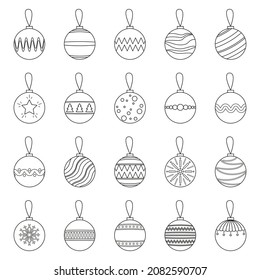 Collection of Christmas balls. Vector flat illustration isolated on white background