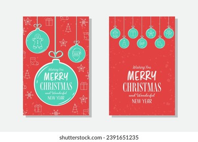 Collection of a Christmas balls with wishes. Greeting card design. Vector illustration