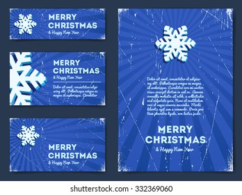 Collection of Christmas banners with snowflake and text