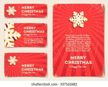 Collection of Christmas banners with snowflake and text