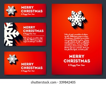 Collection of Christmas banners with snowflake and text