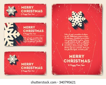 Collection of Christmas banners with snowflake and text