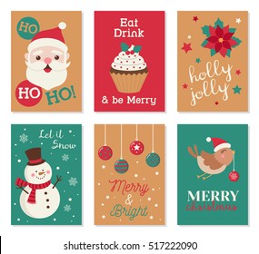 Collection of christmas card illustration  templates