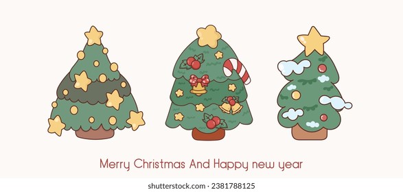 Collection of Christmas cartoons isolated on a white background. Little Santa with gifts and holiday decorations; cute card. Super cute cartoon character, illustration, hand drawn, vector