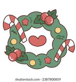 Collection of Christmas cartoons isolated on a white background. Little Santa with gifts and holiday decorations; cute card. Super cute cartoon character, illustration, hand drawn, vector