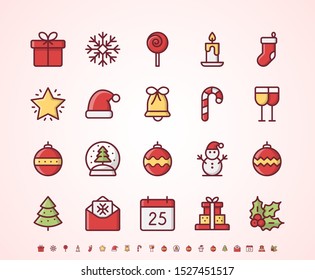 Collection of Christmas colorful icons. 48x48 Pixel Perfect