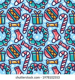 collection of christmas day pattern with icons and design elements