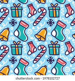 collection of christmas day pattern with icons and design elements