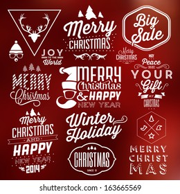 Collection of Christmas Decoration / Typographic Design With Labels / Hipster Icons / Retro Elements