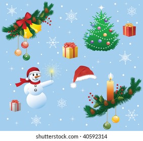 Collection of a christmas decorations.