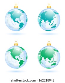 The collection of christmas decorations with map.