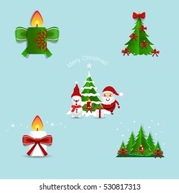 Collection of Christmas decorations. Vector illustration.