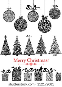 Collection of Christmas design elements isolated on White background. Vector illustration