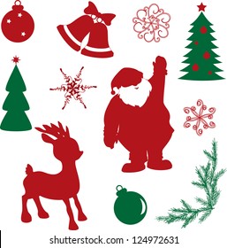 Collection of christmas elements isolated on white