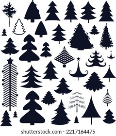 
Collection of Christmas elements set isolated vector Silhouettes