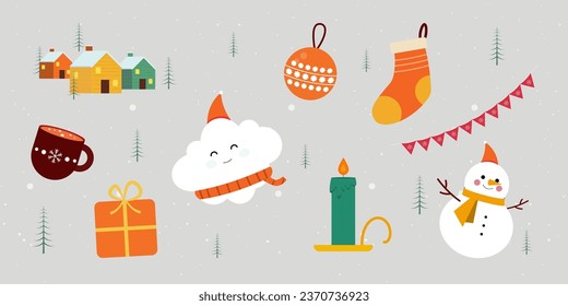 Collection of Christmas elements. Vector for products and designs with Christmas and New Year themes