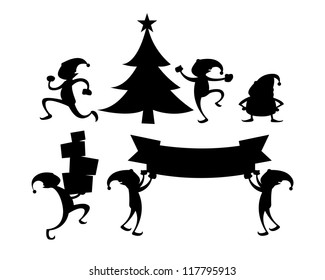 Collection of Christmas Elf silhouette Character n Various Activity