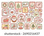 Collection of Christmas Frames Vector, illustrations of Santa Claus, Snowman, Christmas Tree and Gift Boxes. Festive Decoration Vector