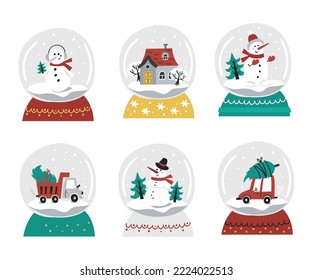 Collection of Christmas glass snow globes