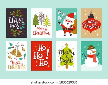 Collection of Christmas greeting cards, perfect to include in Christmas gifts. Eps10 vector illustration.