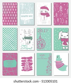 Collection of Christmas greeting cards templates