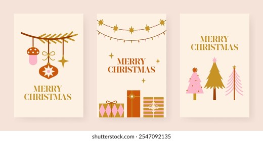 Collection of christmas greeting cards. Vector template