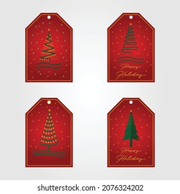 collection christmas greeting gift card background template illustration design. set of new year card with pine tree logo vector