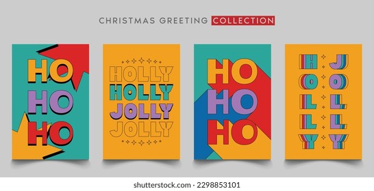 Collection of Christmas Greeting With Retro Color Typography