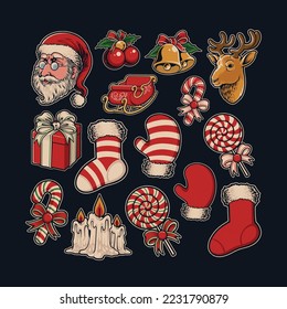collection of christmas icon set