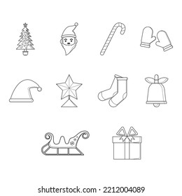 collection of christmas icon vector
