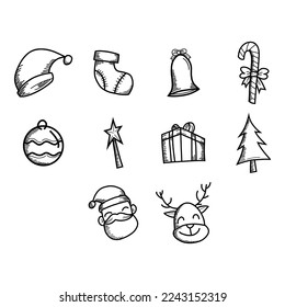 collection of christmas icon vector