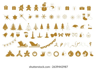 Collection of Christmas Icons and Decorations, interior design, various forms of Christmas trees, other Christmas decorations.