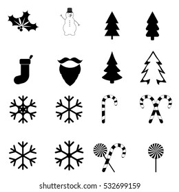 Collection Christmas icons, flat design template, vector illustration
