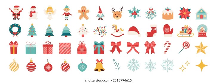 A collection of Christmas icons including Santa Claus, reindeer, and a Christmas tree. The icons are arranged in a grid, with some icons overlapping each other