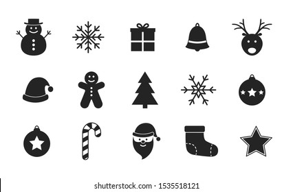 Collection of Christmas icons on white background. Vector