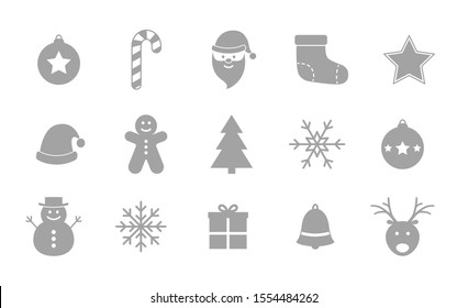 Collection of Christmas icons on white background. Vector