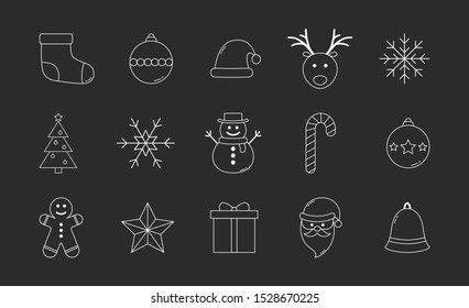 Collection of Christmas icons. Xmas elements. Vector