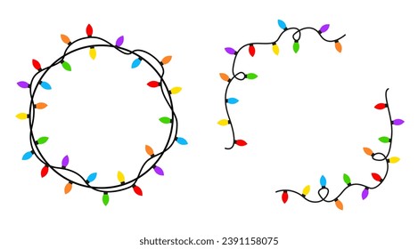 Collection of Christmas lanterns. Christmas garland. Vector graphics