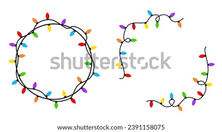 Collection of Christmas lanterns. Christmas garland. Vector graphics