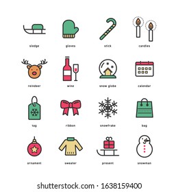 COLLECTION OF CHRISTMAS LINE ICONS