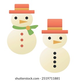 A collection of Christmas and New Year badges including snowmen. Ideal for holiday designs, greeting cards and holiday illustrations.