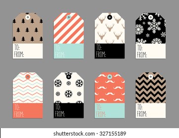 Collection of Christmas and New Year cute ready-to-use gift tags