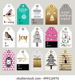 Collection of Christmas and New Year cute gift tags